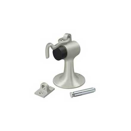 Deltana [DSF444U15] Solid Brass Door Floor Bumper - Heavy Duty w/ Hook - Brushed Nickel Finish - 3 3/4" L