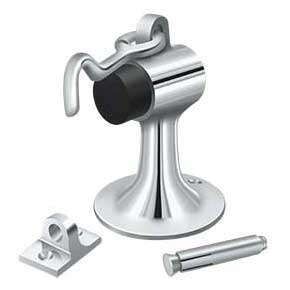 Deltana [DSF444U26] Solid Brass Door Floor Bumper - Heavy Duty w/ Hook - Polished Chrome Finish - 3 3/4" L