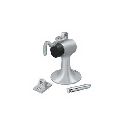 Deltana [DSF444U26D] Solid Brass Door Floor Bumper - Heavy Duty w/ Hook - Brushed Chrome Finish - 3 3/4" L