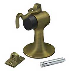 Deltana [DSF444U5] Solid Brass Door Floor Bumper - Heavy Duty w/ Hook - Antique Brass Finish - 3 3/4&quot; L