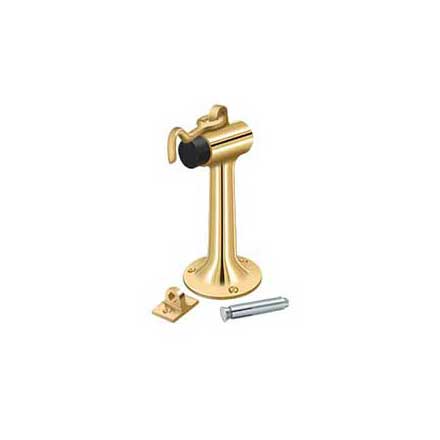 Deltana [DSF630CR003] Solid Brass Door Floor Bumper - Heavy Duty w/ Hook - Polished Brass (PVD) Finish - 6" L