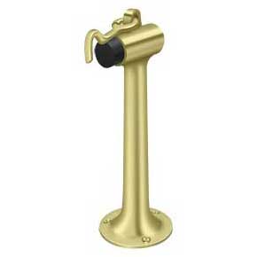 Deltana [DSF830U3] Solid Brass Door Floor Bumper - Heavy Duty w/ Hook - Polished Brass Finish - 8" L