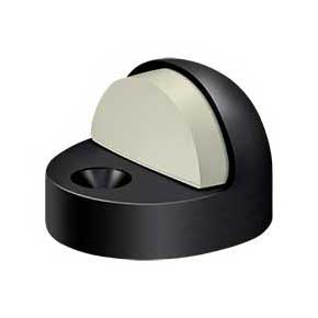 Deltana [DSHP916U19] Solid Brass Door Dome Floor Bumper - High Profile - Paint Black Finish - 1 3/8" H