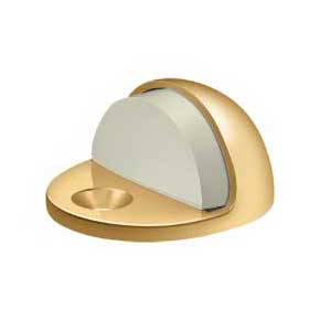 Deltana [DSLP316CR003] Solid Brass Door Dome Floor Bumper - Low Profile - Polished Brass (PVD) Finish - 1" H