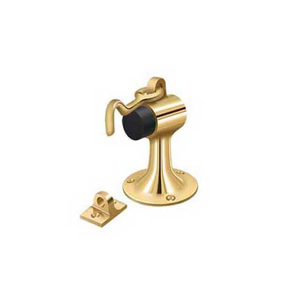 Deltana [SAHF358CR003] Solid Brass Door Floor Bumper - Hook &amp; Eye - Polished Brass (PVD) Finish - 3 3/4" L