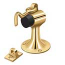 Deltana [SAHF358CR003] Solid Brass Door Floor Bumper - Hook &amp; Eye - Polished Brass (PVD) Finish - 3 3/4&quot; L