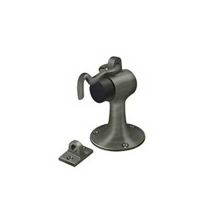 Deltana [SAHF358U15A] Solid Brass Door Floor Bumper - Hook &amp; Eye - Antique Nickel Finish - 3 3/4&quot; L