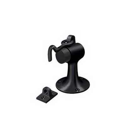 Deltana [SAHF358U19] Solid Brass Door Floor Bumper - Hook &amp; Eye - Paint Black Finish - 3 3/4&quot; L