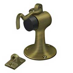 Deltana [SAHF358U5] Solid Brass Door Floor Bumper - Hook &amp; Eye - Antique Brass Finish - 3 3/4&quot; L