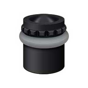 Deltana [UFBP4505U19] Solid Brass Door Universal Floor Bumper - Round Pattern Cap - Paint Black Finish - 1 5/8" L