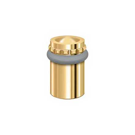 Deltana [UFBP5000CR003] Solid Brass Door Universal Floor Bumper - Round Pattern Cap - Polished Brass (PVD) Finish - 2 1/8&quot; L