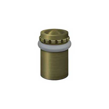 Deltana [UFBP5000U5] Solid Brass Door Universal Floor Bumper - Round Pattern Cap - Antique Brass Finish - 2 1/8" L