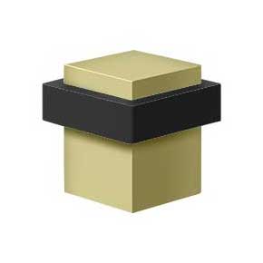 Deltana [UFBS138U3-UNL] Solid Brass Door Universal Floor Bumper - Square - Polished Brass (Unlacquered) Finish - 1 5/8" Sq.