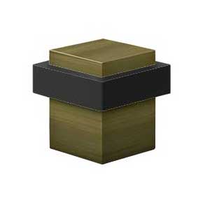 Deltana [UFBS138U5] Solid Brass Door Universal Floor Bumper - Square - Antique Brass Finish - 1 5/8" Sq.