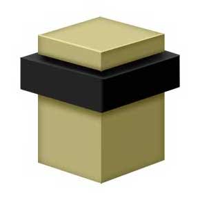 Deltana [UFBS25U3-UNL] Solid Brass Door Universal Floor Bumper - Square - Polished Brass (Unlacquered) Finish - 1 5/8" Sq.