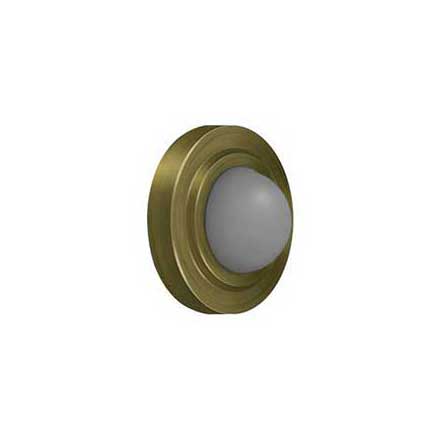 Deltana [WBC238U5] Solid Brass Door Flush Mount Wall Bumper - Convex - Antique Brass Finish - 2 3/8" Dia.