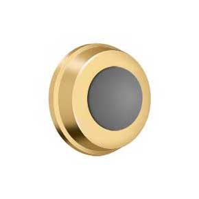 Deltana [WB100CR003] Solid Brass Door Flush Mount Wall Bumper - Convex - Polished Brass (PVD) Finish - 1" Dia.