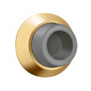 Deltana [WB178CR003] Solid Brass Door Flush Mount Wall Bumper - Concave - Polished Brass (PVD) Finish - 1 7/8" Dia.
