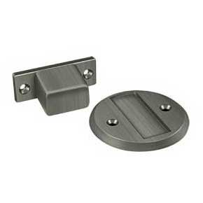 Deltana [MDHF25U15A] Solid Brass Magnetic Door Holder - Flush - Antique Nickel Finish - 2 1/2" Dia.