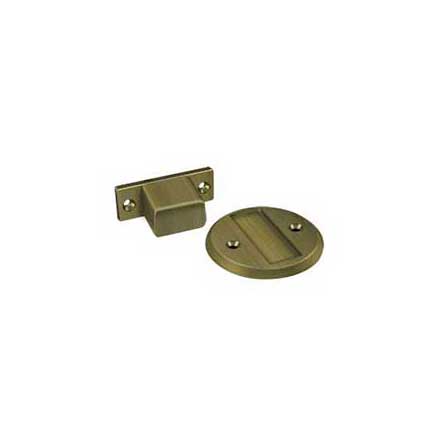Deltana [MDHF25U5] Solid Brass Magnetic Door Holder - Flush - Antique Brass Finish - 2 1/2" Dia.