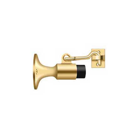 Deltana [SAHW325CR003] Solid Brass Door Wall Mount Bumper - Hook &amp; Holder - Polished Brass (PVD) Finish - 3 5/8" L