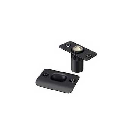 Deltana [BC218RU19] Solid Brass Door Ball Catch - Round Plate - Paint Black Finish - 2 1/8" L