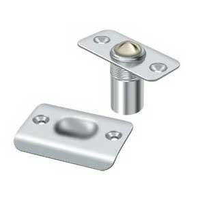 Deltana [BC218RU26] Solid Brass Door Ball Catch - Round Plate - Polished Chrome Finish - 2 1/8" L