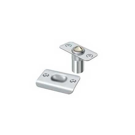 Deltana [BC218RU26] Solid Brass Door Ball Catch - Round Plate - Polished Chrome Finish - 2 1/8" L