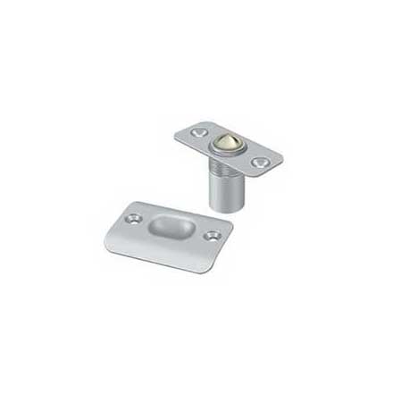 Deltana [BC218RU26D] Solid Brass Door Ball Catch - Round Plate - Brushed Chrome Finish - 2 1/8" L