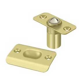 Deltana [BC218RU3] Solid Brass Door Ball Catch - Round Plate - Polished Brass Finish - 2 1/8" L
