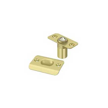 Deltana [BC218RU3] Solid Brass Door Ball Catch - Round Plate - Polished Brass Finish - 2 1/8&quot; L