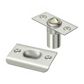 Deltana [BC218U14] Solid Brass Door Ball Catch - Square Plate - Polished Nickel Finish - 2 1/8" L
