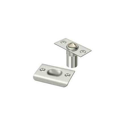 Deltana [BC218U14] Solid Brass Door Ball Catch - Square Plate - Polished Nickel Finish - 2 1/8&quot; L