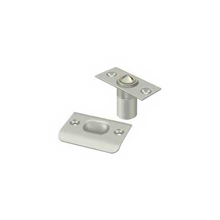 Deltana [BC218U15] Solid Brass Door Ball Catch - Square Plate - Brushed Nickel Finish - 2 1/8" L