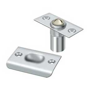 Deltana [BC218U26] Solid Brass Door Ball Catch - Square Plate - Polished Chrome Finish - 2 1/8" L