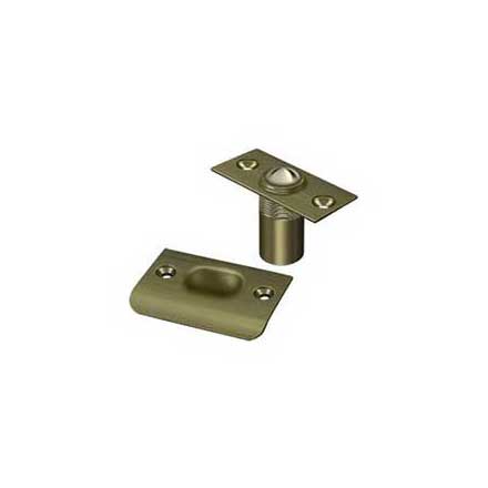 Deltana [BC218U5] Solid Brass Door Ball Catch - Square Plate - Antique Brass Finish - 2 1/8&quot; L