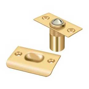 Deltana [BC218CR003] Solid Brass Door Ball Catch - Square Plate - Polished Brass (PVD) Finish - 2 1/8" L