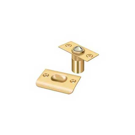 Deltana [BC218CR003] Solid Brass Door Ball Catch - Square Plate - Polished Brass (PVD) Finish - 2 1/8&quot; L