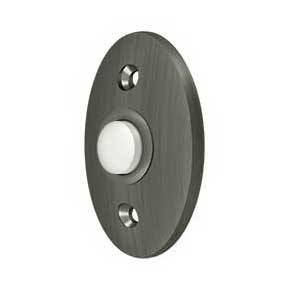 Deltana [BBC20U15A] Solid Brass Door Bell Button - Oval - Antique Nickel Finish - 2 3/8" L