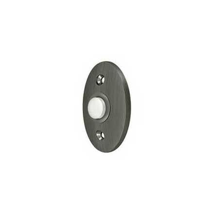 Deltana [BBC20U15A] Solid Brass Door Bell Button - Oval - Antique Nickel Finish - 2 3/8&quot; L