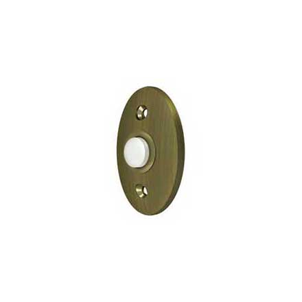 Deltana [BBC20U5] Solid Brass Door Bell Button - Oval - Antique Brass Finish - 2 3/8&quot; L