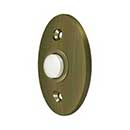 Deltana [BBC20U5] Solid Brass Door Bell Button - Oval - Antique Brass Finish - 2 3/8&quot; L