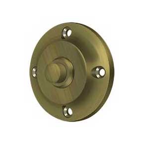 Deltana [BBR213U5] Solid Brass Door Bell Button - Round - Antique Brass Finish - 2 1/4" Dia.
