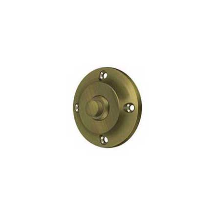 Deltana [BBR213U5] Solid Brass Door Bell Button - Round - Antique Brass Finish - 2 1/4&quot; Dia.