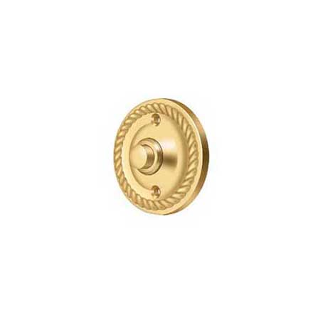 Deltana [BBRR213CR003] Solid Brass Door Bell Button - Round w/ Rope - Polished Brass (PVD) Finish - 2 1/4&quot; Dia.