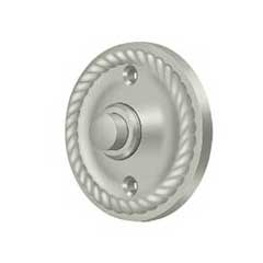 Deltana [BBRR213U15] Solid Brass Door Bell Button - Round w/ Rope - Brushed Nickel Finish - 2 1/4&quot; Dia.