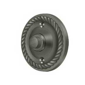 Deltana [BBRR213U15A] Solid Brass Door Bell Button - Round w/ Rope - Antique Nickel Finish - 2 1/4" Dia.