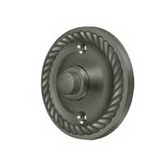 Deltana [BBRR213U15A] Solid Brass Door Bell Button - Round w/ Rope - Antique Nickel Finish - 2 1/4&quot; Dia.