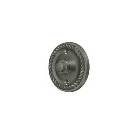 Deltana [BBRR213U15A] Solid Brass Door Bell Button - Round w/ Rope - Antique Nickel Finish - 2 1/4&quot; Dia.