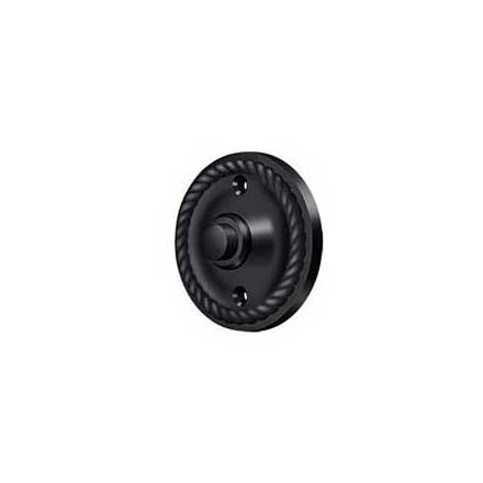 Deltana [BBRR213U19] Solid Brass Door Bell Button - Round w/ Rope - Paint Black Finish - 2 1/4&quot; Dia.